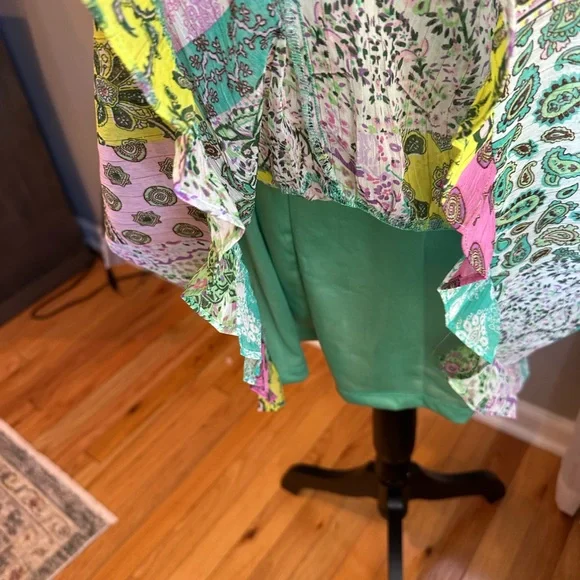 UMGEE Boho Mixed Print Patchwork 3/4 sleeve Dress, Pink, Green, Lavender Small - Picture 8 of 10